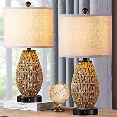 Touch Control Rattan Table Lamps